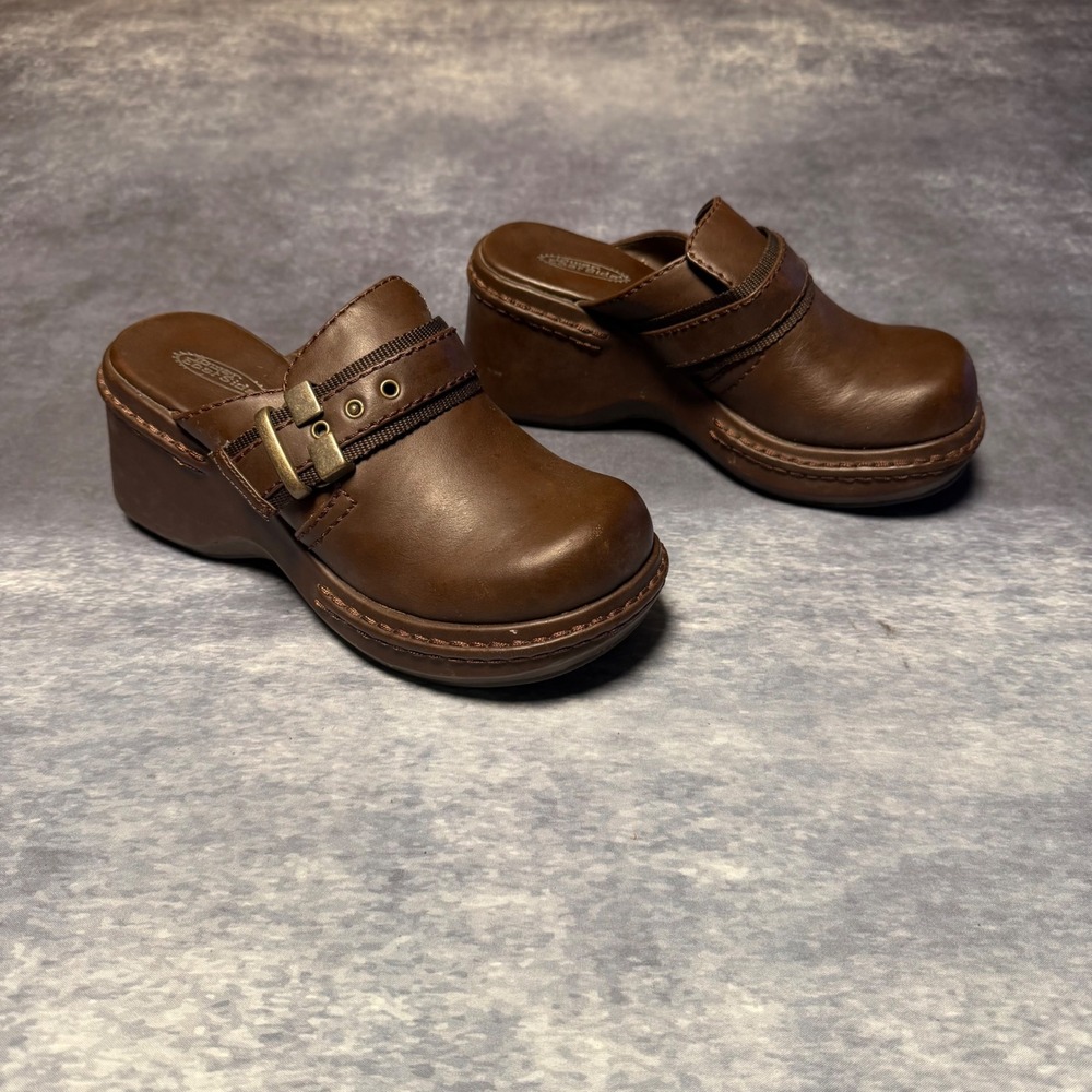 Lower East Side Womens Brown Buckle Platform Clog Mules Chunky Size 6.5